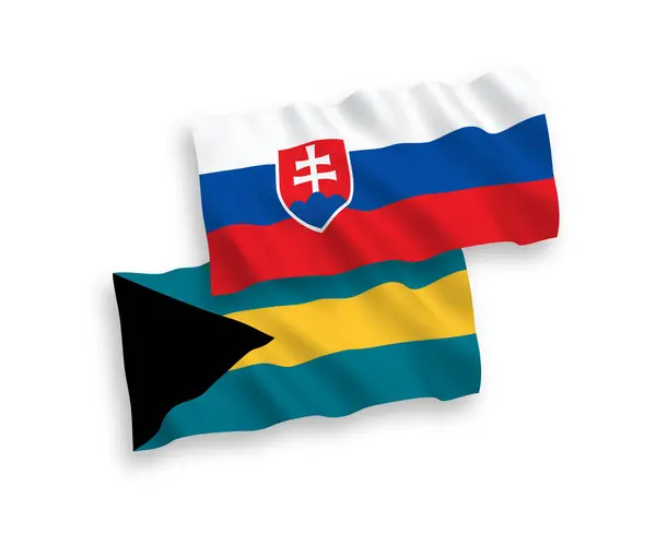 Drapeaux Ondes Tissu Vectoriel National Slovaquie Commonwealth Des Bahamas Isolés — Image vectorielle