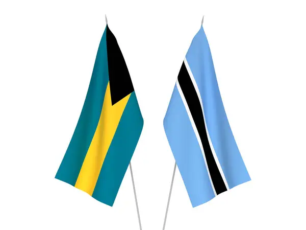 博茨瓦纳和巴哈马联邦的国家织物旗帜以白色背景隔离 3D渲染说明 — 图库照片