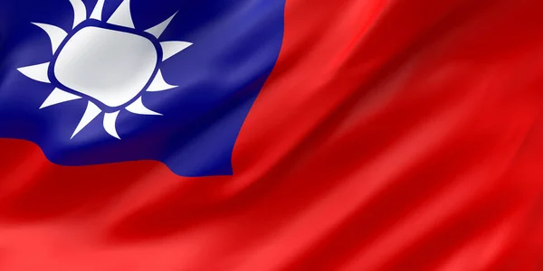 Bandiera Nazionale Del Primo Piano Dell Onda Del Tessuto Taiwan — Foto Stock