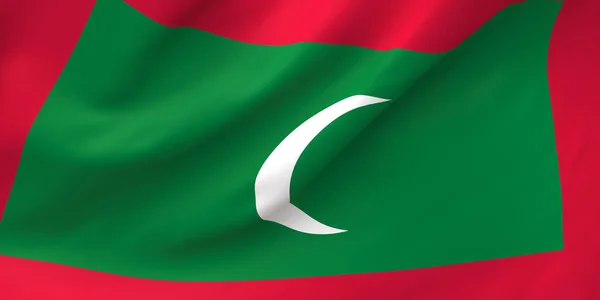 National Fabric Wave Closeup Flag Maldives Waving Wind Rendering Illustration — Stock Photo, Image