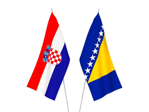 크로아티아와 보스니아 헤르체고비나의 깃발은 바탕에 고립되어 있었다 렌더링 — 스톡 사진