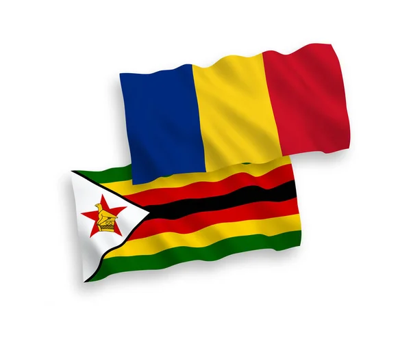 Drapeaux Nationaux Vectoriels Des Vagues Tissu Roumanie Zimbabwe Isolés Sur — Image vectorielle