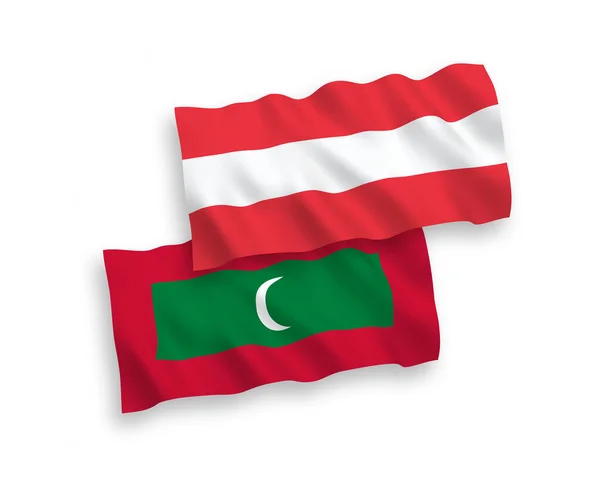 Національні Векторні Прапори Хвиль Австрії Мальдівах Ізольовані Білому Тлі Пропорція — стоковий вектор