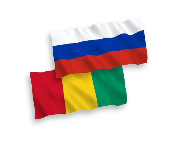Narodowe Flagi Tkanin Wektorowych Gwinei Rosji Izolowane Białym Tle Proporcja — Wektor stockowy