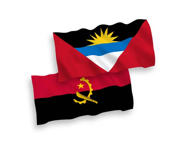 Nemzeti Vektor Szövet Hullám Zászlók Antigua Barbuda Angola Elszigetelt Fehér — Stock Vector