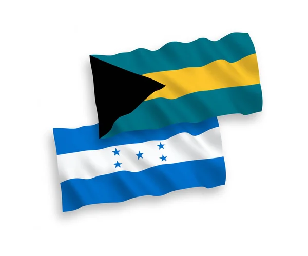 Bandeiras Onda Tecido Vetorial Nacional Comunidade Das Bahamas Honduras Isoladas — Vetor de Stock