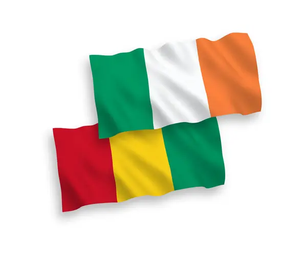 爱尔兰和几内亚的国家病媒织物在白色背景下相互隔离 1比2的比例 — 图库矢量图片