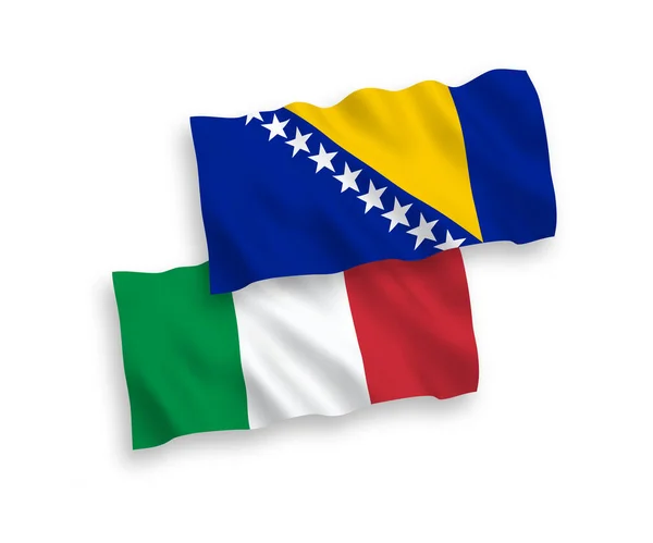 Banderas Nacionales Ondas Vectoriales Italia Bosnia Herzegovina Aisladas Sobre Fondo — Vector de stock