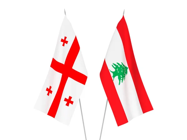 Národní Textilní Vlajky Gruzie Libanonu Izolované Bílém Pozadí Vykreslování Ilustrace — Stock fotografie