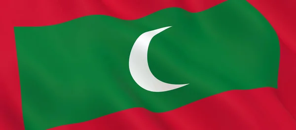 National Fabric Wave Closeup Flag Maldív Szigetek Integetett Szélben Renderelés — Stock Fotó