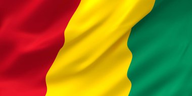 Ulusal Kumaş Dalgası Gine Bayrağı Rüzgarda Dalgalanıyor. 3d resimleme.