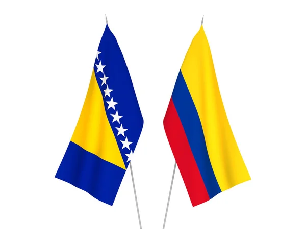 National Fabric Flags Colombia Bosnia Herzegovina Isolated White Background Rendering — Stock Photo, Image