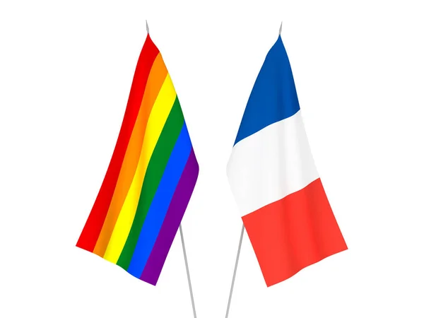 Národní Textilní Vlajky Francie Rainbow Gay Hrdost Izolované Bílém Pozadí — Stock fotografie