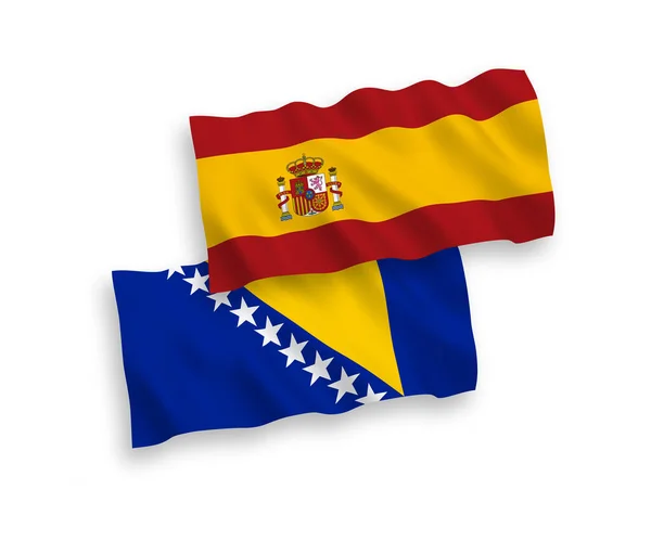 보스니아 헤르체고비나와 스페인의 국기는 바탕에 게양되었다 — 스톡 벡터