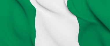 Ulusal Kumaş Dalgası Nijerya Bayrağı Rüzgarda Dalgalanıyor. 3d resimleme.