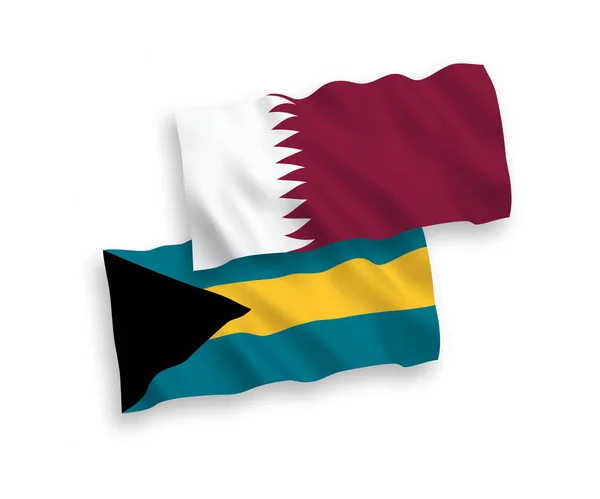 Drapeaux Nationaux Vectoriels Des Vagues Tissu Commonwealth Des Bahamas Qatar — Image vectorielle