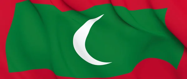 National Fabric Wave Closeup Flag Maledivy Vlnění Větru Vykreslování Ilustrace — Stock fotografie
