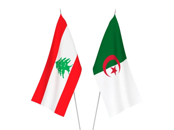 National Fabric Flags Algeria Lebanon Isolated White Background Rendering Illustration — Stock Photo, Image