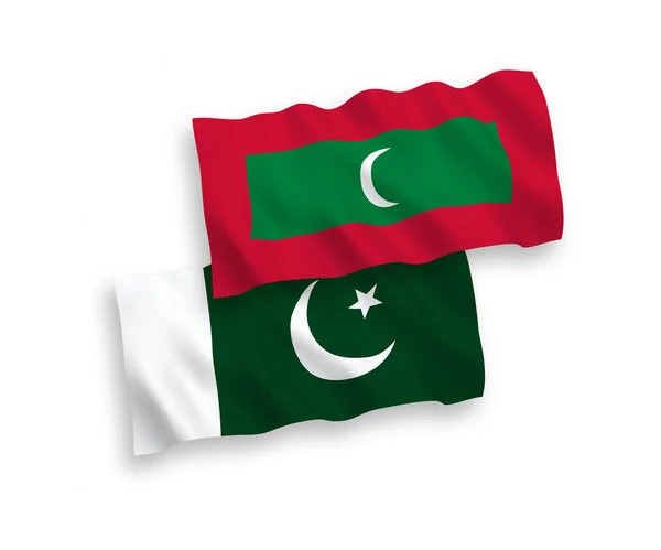 Národní Vektorové Vlnové Vlajky Malediv Pákistánu Izolované Bílém Pozadí Podíl — Stockový vektor