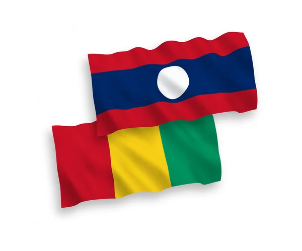 Narodowe Flagi Tkanin Wektorowych Gwinei Laosu Odizolowane Białym Tle Proporcja — Wektor stockowy