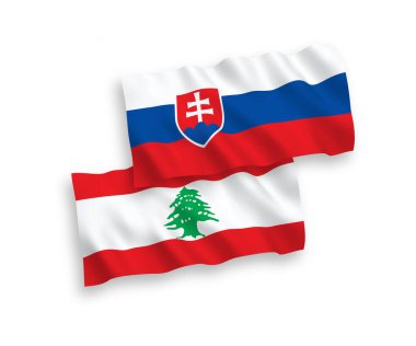 Beyaz arka planda, Slovakya ve Lübnan 'ın ulusal taşıyıcı kumaş bayrakları izole edildi. 1 'e 2 oranında.