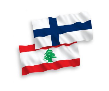 Finlandiya ve Lübnan 'ın ulusal taşıyıcı kumaş bayrakları beyaz arka planda izole edildi. 1 'e 2 oranında.