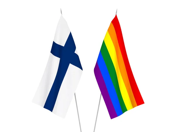 Banderas Nacionales Tela Del Orgullo Gay Rainbow Finlandia Aisladas Sobre —  Fotos de Stock