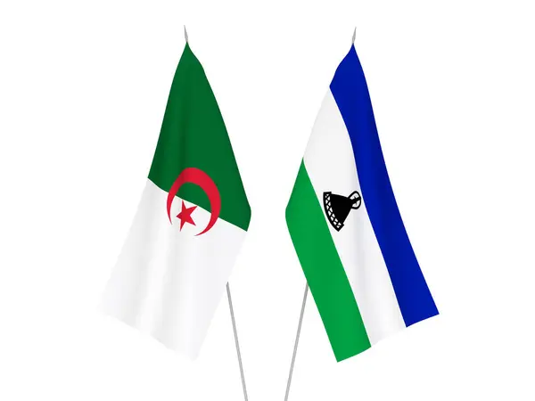 National Fabric Flags Algeria Lesotho Isolated White Background Rendering Illustration — Stock Photo, Image