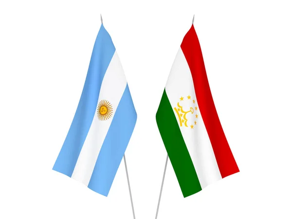 National Fabric Flags Argentina Tajikistan Isolated White Background Rendering Illustration — Stock Photo, Image