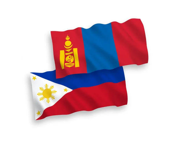 Drapeaux Ondes Vectorielles Nationaux Mongolie Des Philippines Isolés Sur Fond — Image vectorielle