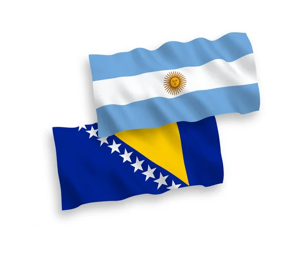 Drapeaux Nationaux Vectoriels Tissu Bosnie Herzégovine Argentine Isolés Sur Fond — Image vectorielle