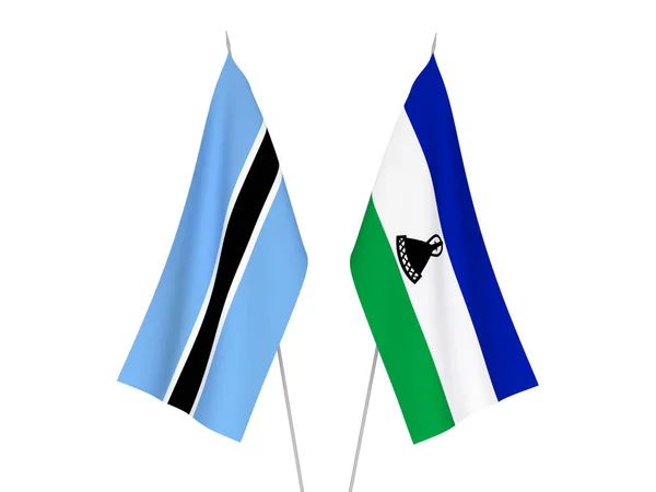 Banderas Nacionales Tejido Botswana Lesotho Aisladas Sobre Fondo Blanco Ilustración — Foto de Stock