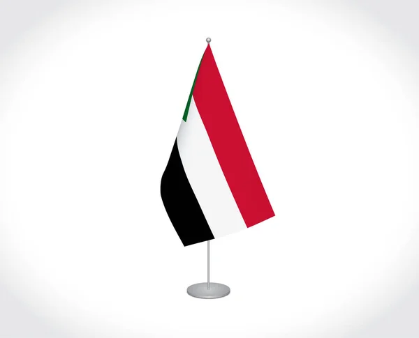 Sudan Ulusal Kumaş Taşıyıcı Bayrağı Beyaz Arkaplanda Izole Edildi — Stok Vektör