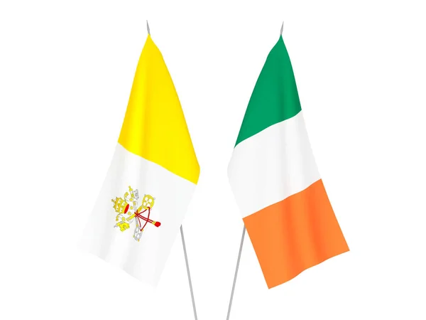 Національні Прапори Ірландії Ватикану Ізольовані Білому Тлі Візуалізація — стокове фото