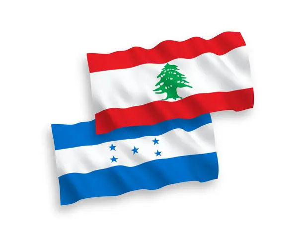 Banderas Nacionales Ondas Vectoriales Líbano Honduras Aisladas Sobre Fondo Blanco — Archivo Imágenes Vectoriales