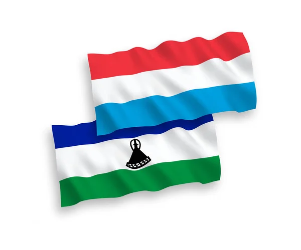 Nationale Vector Weefsel Golf Vlaggen Van Lesotho Luxemburg Geïsoleerd Witte — Stockvector