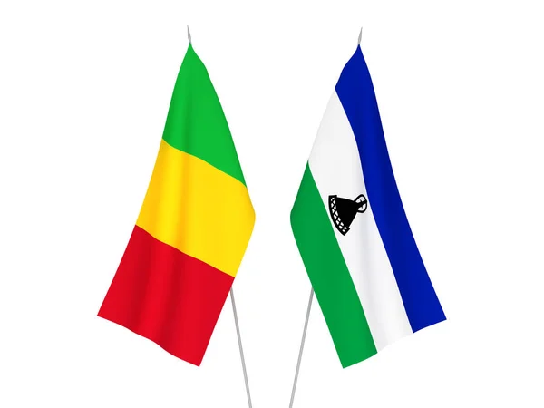 马里和莱索托的国旗在白色背景下隔离 3D渲染说明 — 图库照片