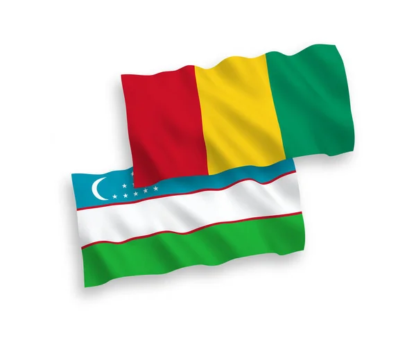 Národní Vektorové Vlnové Vlajky Guineje Uzbekistánu Izolované Bílém Pozadí Podíl — Stockový vektor