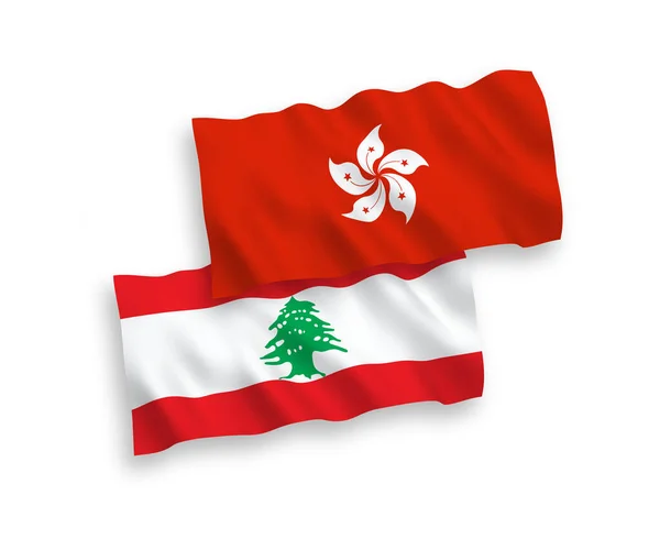 Banderas Nacionales Ondas Vectoriales Líbano Hong Kong Aisladas Sobre Fondo — Archivo Imágenes Vectoriales