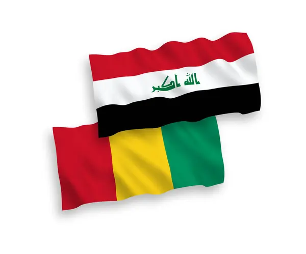 Banderas Nacionales Ondas Vectoriales Guinea Irak Aisladas Sobre Fondo Blanco — Archivo Imágenes Vectoriales