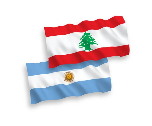 Nationale Vector Weefsel Golf Vlaggen Van Libanon Argentinië Geïsoleerd Witte — Stockvector