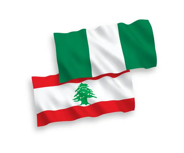 Banderas Nacionales Ondas Vectoriales Líbano Nigeria Aisladas Sobre Fondo Blanco — Archivo Imágenes Vectoriales
