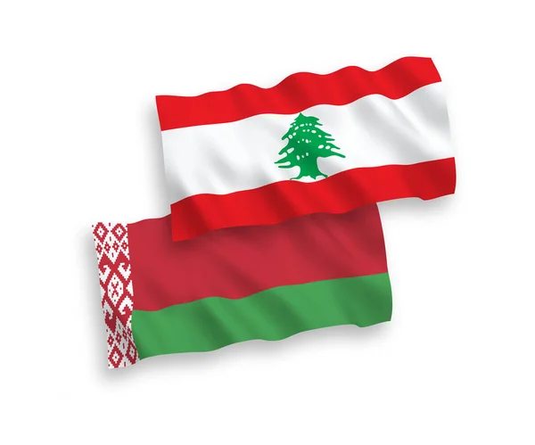 Banderas Nacionales Ondas Vectoriales Líbano Bielorrusia Aisladas Sobre Fondo Blanco — Archivo Imágenes Vectoriales