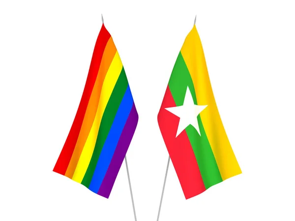 Beyaz Arka Planda Izole Edilmiş Myanmar Gökkuşağı Eşcinsellik Gururunun Ulusal — Stok fotoğraf