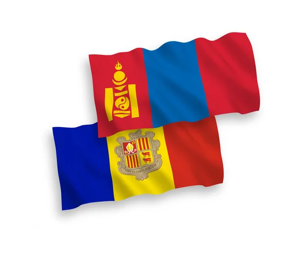 Narodowe Flagi Wektorowe Tkaniny Fali Mongolii Andory Izolowane Białym Tle — Wektor stockowy