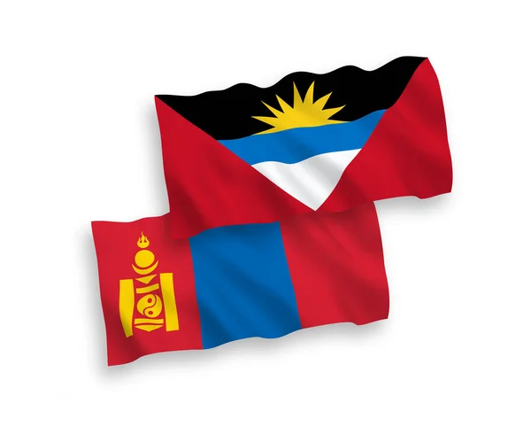 Banderas Nacionales Ondas Vectoriales Mongolia Antigua Barbuda Aisladas Sobre Fondo — Vector de stock