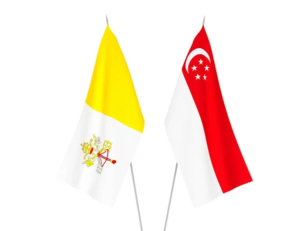 梵蒂冈和新加坡的国旗以白色背景隔离 3D渲染说明 — 图库照片