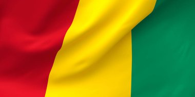 Ulusal Kumaş Dalgası Gine Bayrağı Rüzgarda Dalgalanıyor. 3d resimleme.