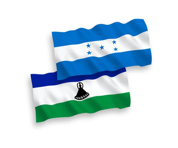Bandeiras Tecido Vetorial Nacional Lesoto Honduras Isoladas Fundo Branco Proporção —  Vetores de Stock