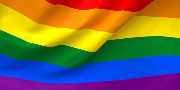 National Fabric Wave Närbild Flagga Rainbow Gay Stolthet Viftande Vinden — Stockfoto